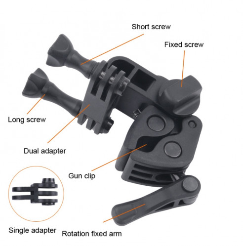 Adaptateur de montage avec pince pour montage arrière avec couvercle arrière étanche pour GoPro HERO6 / 5 (noir) SH730B1843-015