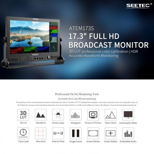 Seetec atem173s 17,3 pouces 3G-SDI HDMI Full HD 1920x1080 Multi-caméra Monitor (Plug AU) SS19AU39-09