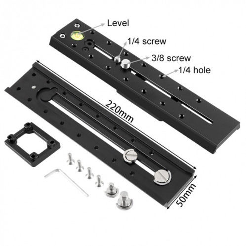BEXIN VR-220L 220mm Length Aluminum Alloy Extended Quick Release Plate for Manfrotto / Sachtler (Black) SB935B1037-04