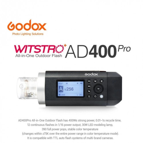 Godox AD400 Pro Witstro 400WS All-in-One Outdoor Flash 2,4 GHz Speedlite Light (Royaume-Uni) SG38UK461-08