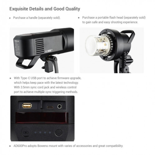 Godox AD600 Pro Witstro 600WS All-in-One Outdoor Flash 2,4 GHz Speedlite Light (Plug EU) SG39EU614-07