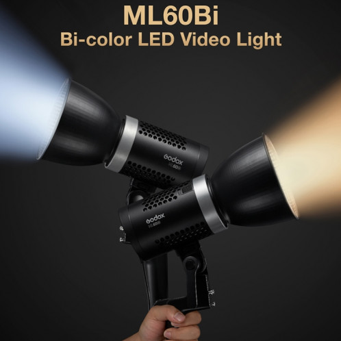 Godox ML60BI 60W LED Lumière 2800-6500K Réglage de la luminosité Vidéo Studio Flash Light SG66EU858-07