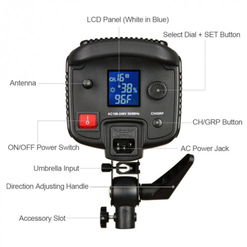 Godox SL150W 150W 5600K Lumière LED équilibrée en lumière du jour Studio Lumière vidéo continue () SG67EU1054-06