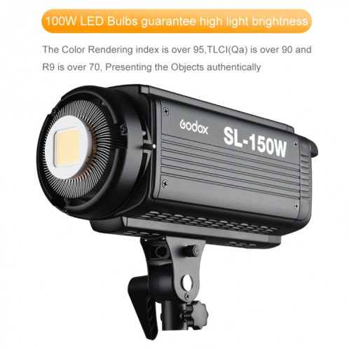 Godox SL150W 150W 5600K Lumière LED équilibrée en lumière du jour Studio Lumière vidéo continue () SG67EU1054-06