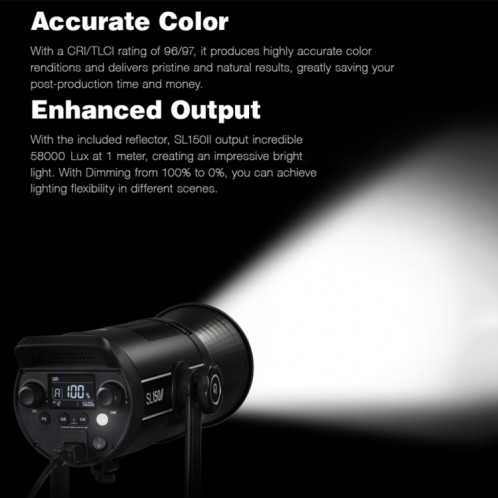 Godox SL150II 150W 5600K Lumière LED équilibrée en lumière du jour Studio Lumière vidéo continue () SG91EU1381-07