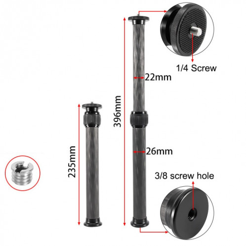 BEXIN P262C 235mm-396 mm Extension de trépied Pole Centre de fibre de carbone SB996B1669-06