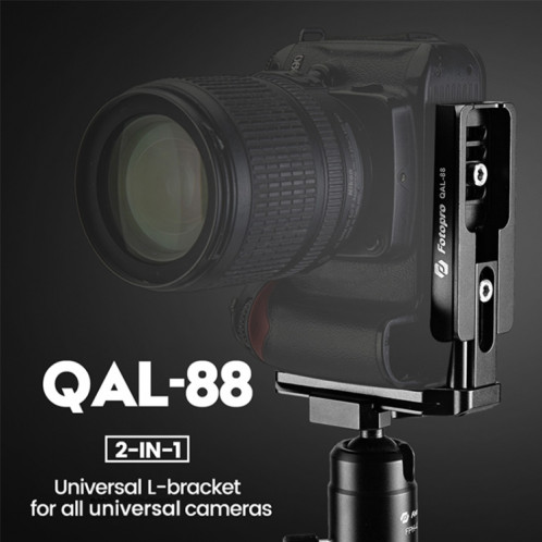 Fotopro QAL-88 2 en 1 Vertical Shoot 1/4 pouces Quick Release L Plate Bracket Base Holder (Noir) SF034B1794-010