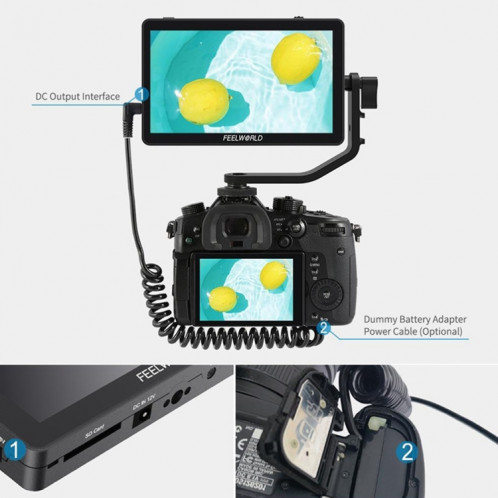FEELWORLD F6 Plus V2 Moniteur de champ de caméra DSLR à écran tactile 3D LUT, IPS FHD1920x1080 Entrée et sortie HDMI 4K, avec bras inclinable SF20391238-08