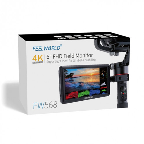 FEELWORLD FW568 V3 Moniteur de champ de caméra 3D LUT DSLR 6 pouces, IPS Full HD 1920 x 1152, prend en charge le bras d'inclinaison de sortie d'entrée HDMI SF20401664-08