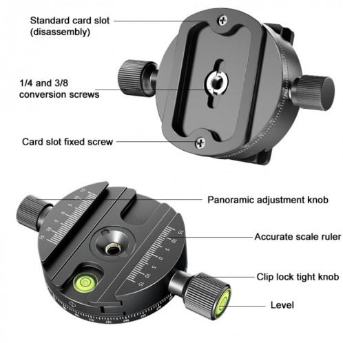 BEXIN QJ-08 Support de trépied de base de serrage rotatif panoramique à dégagement rapide SH208651-05