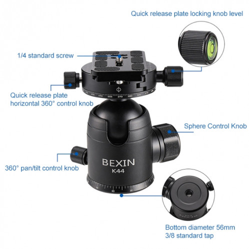 BEXIN RC294 Trépied Portable Pliable en Fibre de Carbone SB20881691-08