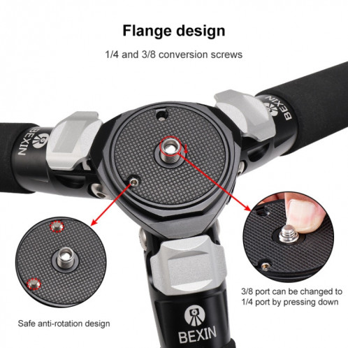 BEXIN RC294 Trépied Portable Pliable en Fibre de Carbone avec Rotule Panoramique K44 SH20891336-08