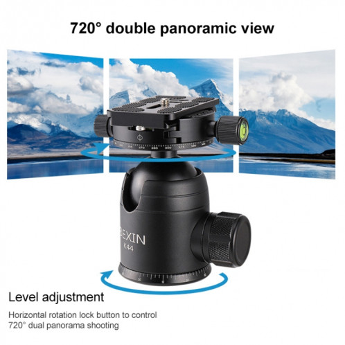 BEXIN RC294 Trépied Portable Pliable en Fibre de Carbone avec Rotule Panoramique K44 SH20891336-08