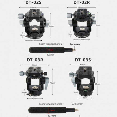 BEXIN DT-02R/S 2D Tête de traînée fluide à action de trépied panoramique à 720 degrés avec plaque de dégagement rapide SB2098644-07