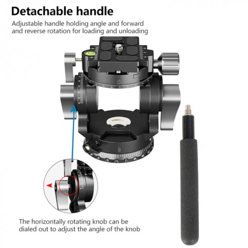 BEXIN DT-02S/S 2D Tête de traînée fluide à action de trépied panoramique à 360 degrés avec plaque de dégagement rapide SB20991920-07