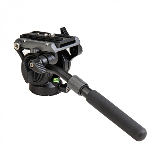 Fotopro MH-6S Trépied de caméra vidéo robuste en alliage d'aluminium à action fluide avec plaque coulissante (noir) SF125B1679-06