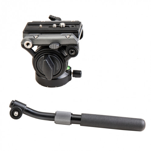 Fotopro MH-6S Trépied de caméra vidéo robuste en alliage d'aluminium à action fluide avec plaque coulissante (noir) SF125B1679-06