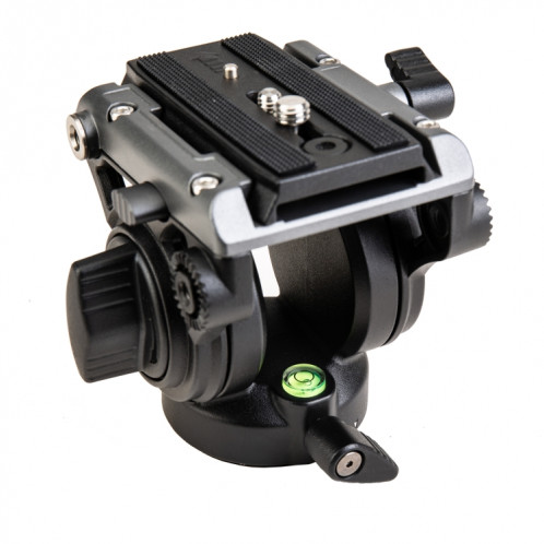 Fotopro MH-6S Trépied de caméra vidéo robuste en alliage d'aluminium à action fluide avec plaque coulissante (noir) SF125B1679-06