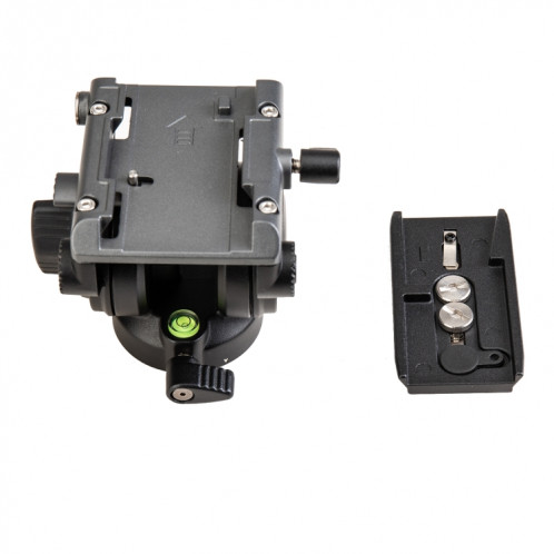 Fotopro MH-6S Trépied de caméra vidéo robuste en alliage d'aluminium à action fluide avec plaque coulissante (noir) SF125B1679-06