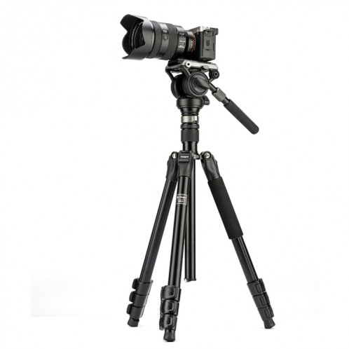 Fotopro S5i Pro Support de trépied à 4 sections avec tête de traînée fluide et base de tête (noir) SF127B1556-07