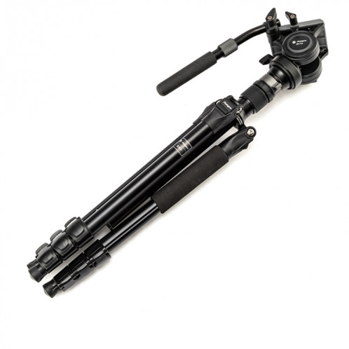 Fotopro S5i Pro Support de trépied à 4 sections avec tête de traînée fluide et base de tête (noir) SF127B1556-07