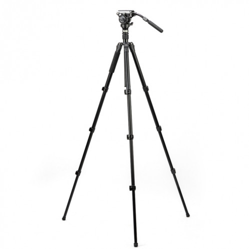 Fotopro S5i Pro Support de trépied à 4 sections avec tête de traînée fluide et base de tête (noir) SF127B1556-07