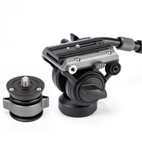 Fotopro S5i Pro Support de trépied à 4 sections avec tête de traînée fluide et base de tête (noir) SF127B1556-07