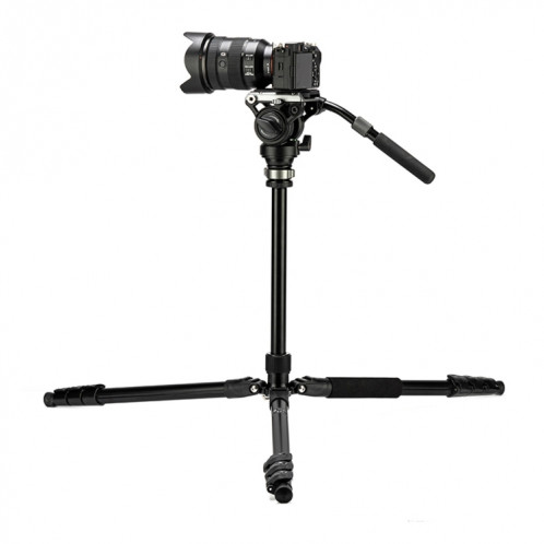 Fotopro S5i Pro Support de trépied à 4 sections avec tête de traînée fluide et base de tête (noir) SF127B1556-07