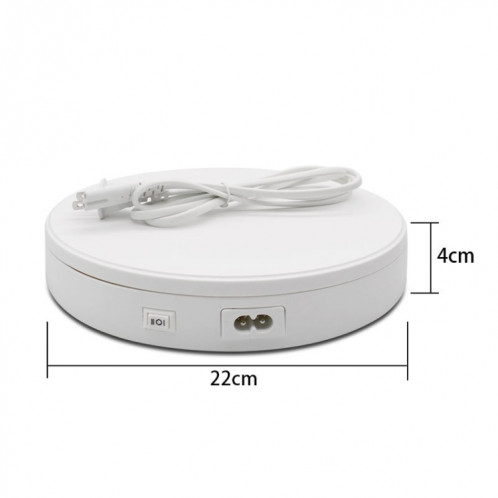 Présentoir de plateau tournant électrique de 22 cm, accessoires de prise de vue vidéo en direct, plate-forme d'affichage de chaussures de bijoux de plateau tournant, (blanc) SH153W997-07