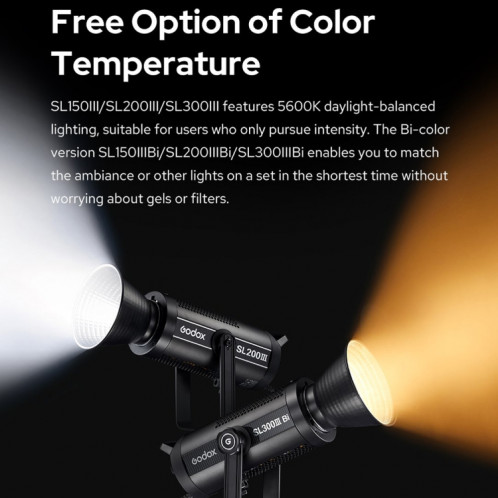 Lampe vidéo LED Godox SL200IIIBi 215W bicolore 2800K-6500K () SG96EU65-09
