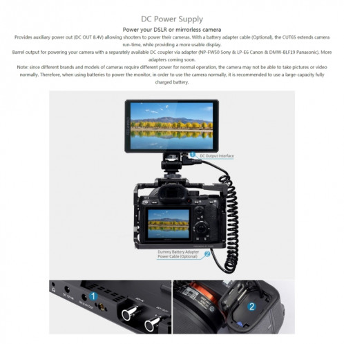 FEELWORLD CUT6S Enregistreur de moniteur à écran tactile 6 pouces FHD IPS 4K HDMI 3G-SDI Moniteur de champ de caméra (Noir) SF232B661-015