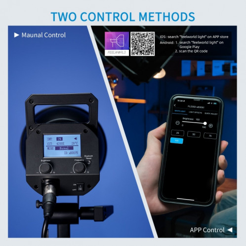 FEELWORLD FL225D Lumière vidéo à source ponctuelle de lumière du jour 225 W, contrôle de l'application Bluetooth () SF38EU1211-09