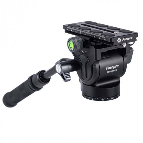 Fotopro MH-6A Pro Trépied de caméra vidéo robuste en alliage d'aluminium à action fluide avec plaque coulissante (noir) SF247B1089-08
