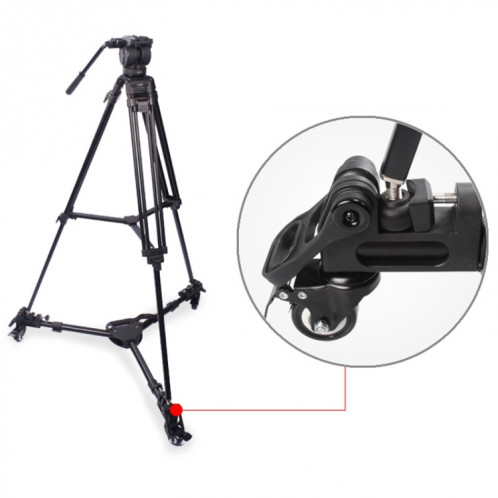 Fotopro DW60 Appareil photo en alliage d'aluminium Big Foot Wheel Trépied Poulie Base (Noir) SF254B1163-012