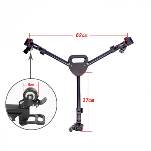 Fotopro DW60 Appareil photo en alliage d'aluminium Big Foot Wheel Trépied Poulie Base (Noir) SF254B1163-012