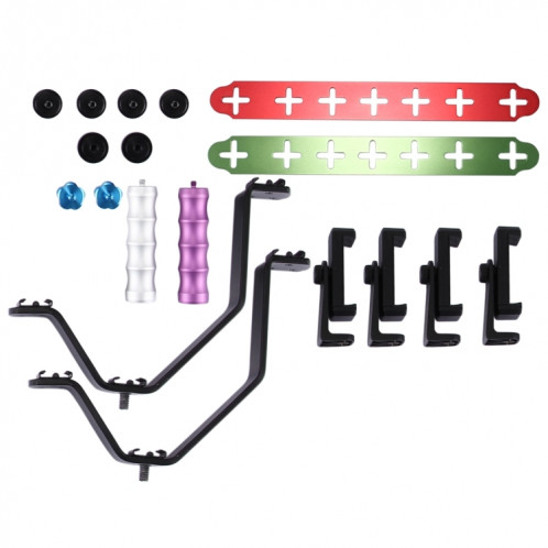 Support de diffusion en direct pour smartphone Kits de montage pour selfie à main double avec 2 supports en V + 3 clips de téléphone, Pour iPhone, Galaxy, Huawei, Xiaomi, HTC, Sony, Google et autres smartphones SH2633678-012