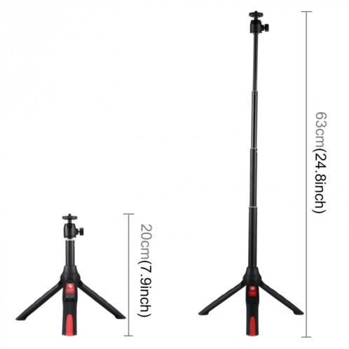 Support de trépied pliable à poignée 20-68cm Monopode d'extension de bâton Selfie multifonctionnel avec clip de téléphone et télécommande, Pour iPhone, Galaxy, Huawei, Xiaomi, HTC, Sony, Google et autres SH26341544-011
