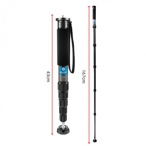 BEXIN P366C Support de support de voyage en direct pour monopode en fibre de carbone pour appareil photo BEXIN P366C SB30771595-07
