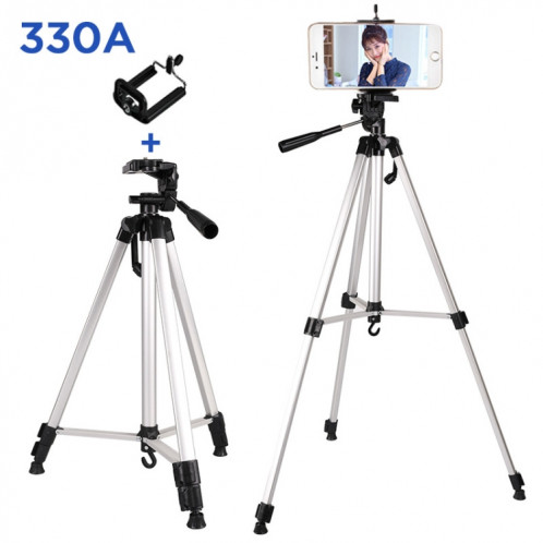 Trépied en direct Trépied 3 Section Pieds pliants en alliage d'aluminium Support trépied en aluminium avec la tête de trépied tridimensionnelle en U et la pince de téléphone pour DSLR et appareil photo numérique, SH59801980-09