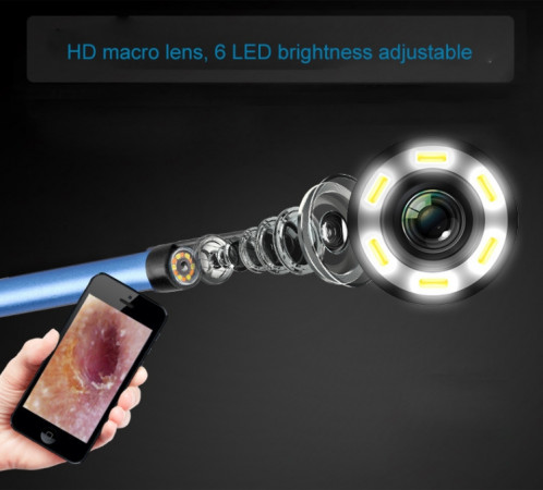 Endoscope Endoscope 2 en 1 USB HD Visual Earwax Clean Tool avec lumières LED et Wifi, Longueur du câble : 2 m (Bleu) SH025L1275-06
