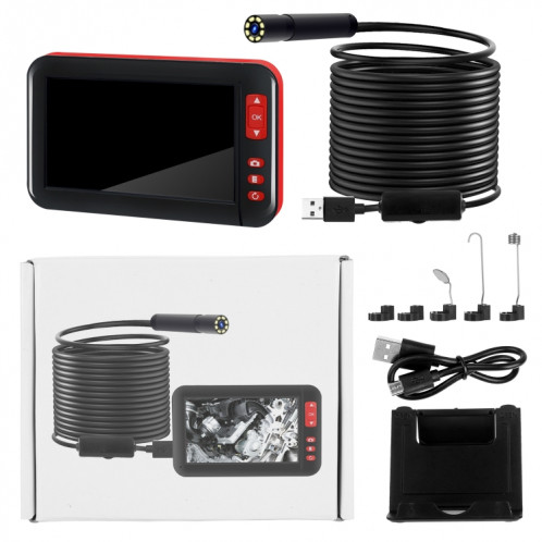 Endoscope d'inspection P20 4,3 pouces HD1080P avec 8 LED, longueur : 5 m, diamètre de la lentille : 8 mm, ligne dure SH0073748-010