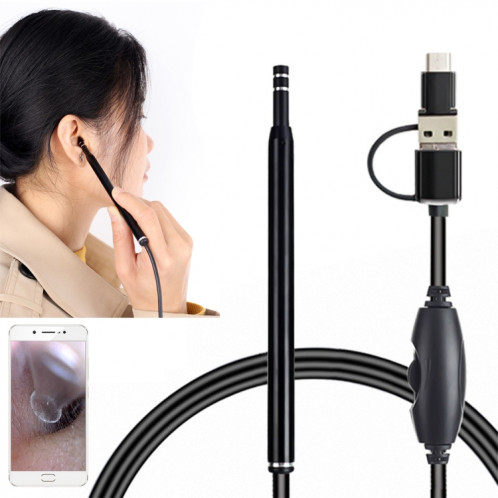 AN101 Otoscope domestique 5,5 mm Endoscope auriculaire trois en un Otoscope HD 30 W Otoscope visuel de prélèvement d'oreille (noir) SH122B229-08