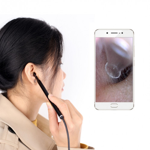 AN101 Otoscope domestique 5,5 mm Endoscope auriculaire trois en un Otoscope HD 30 W Otoscope visuel de prélèvement d'oreille (noir) SH122B229-08