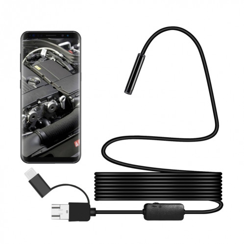 Y101 8 mm tête en spirale caméra d'inspection d'endoscope numérique étanche 3 en 1, longueur: câble flexible de 3,5 m (noir) SH453B585-05