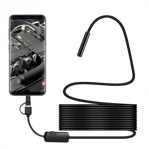 Y101 8 mm tête en spirale caméra d'inspection d'endoscope numérique étanche 3 en 1, longueur: câble dur de 5 m (noir) SH458B1762-05