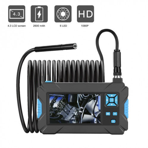 P30 5,5 mm IP67 étanche 4,3 pouces Endoscope portable HD endoscope industriel à câble dur, longueur de câble : 5 m (bleu) SH041L1526-012
