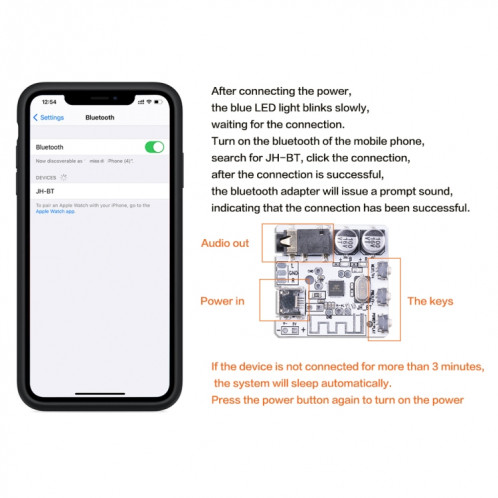 6966 DIY Bluetooth 5.0 Module de la carte de récepteur audio MP3 Joueur sans fil Stéréo sans fil Module d'amplificateur (blanc) SH156W1007-07