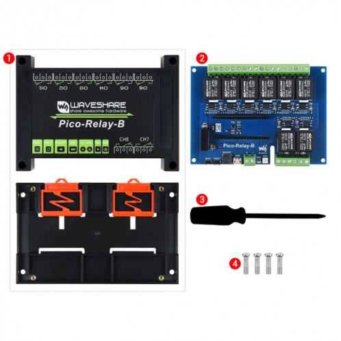 Module de relais industriel à 8 canaux de Waveeshare Multi Protection pour Raspberry Pi Pico SW01581028-08