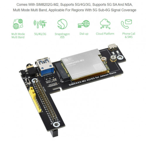 Waveshare SIM8202G-M2 Module multi-bande multi-bandes Multi MODE MODE 5G / 4G / 3G Agrandir le tableau pour Jetson nano SW01591583-09