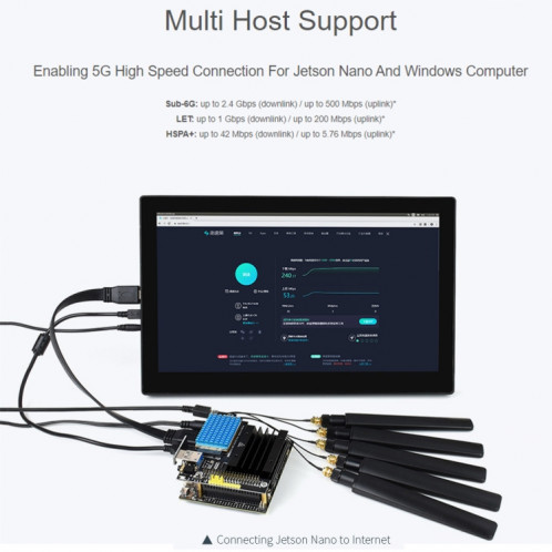WAVESHARE SIM8200A-M2 MODE SNAPDDRONGON X55 Module Multi MODE MULTI MODE 5G / 4G / 3G EXPLOYER BOART POUR JETSON NANO, PLUG US SW0161537-010
